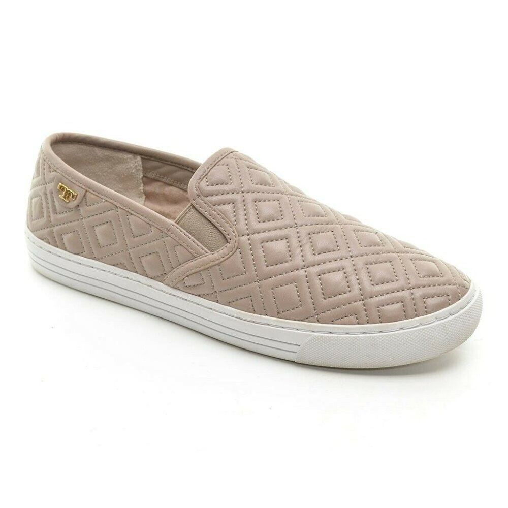 Tory Burch Jesse Gray Leather Quilted Slip-on Sneaker 9